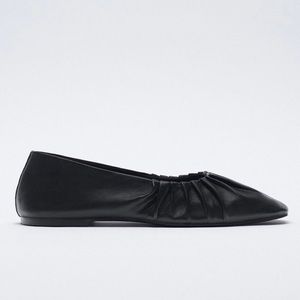 Zara Ruched Leather Ballet Flats